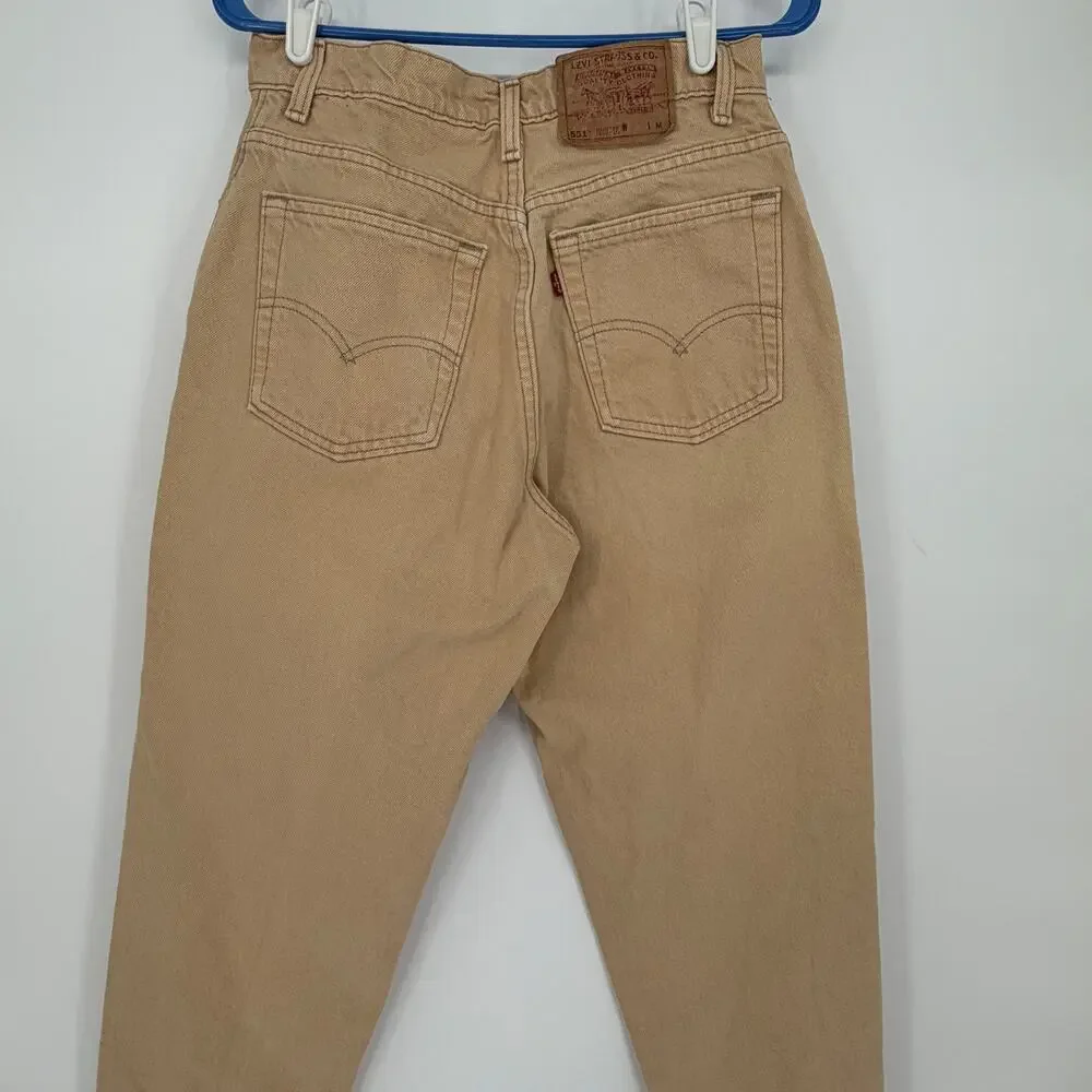 VTG Levis 551 Womens sz 12 MED Beige Cotton Made in USA Relaxed Tapered Fit - Picture 5 of 13
